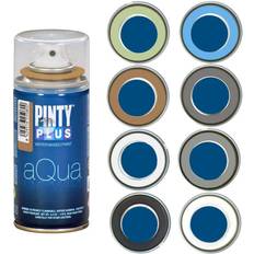 Spray paint for wood Pintyplus Aqua Spray Paint Art Set of 8 Water Based 4.2oz Mini Spray Paint Cans. Ultra Matte Finish. Perfect For Arts & Crafts. Spray Paint Set Works on Plastic, Metal, Wood, Cardboard
