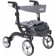 Walkers Drive Medical RTL10266BK Nitro Aluminum Rollator with 10" Front Casters Back Support Cross Base Design Removable Zippered Storage Bag and Aluminum Frame in