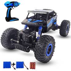 Rc rock crawler SZJJX RC Cars Off-Road Remote Control Car Trucks Vehicle 2.4Ghz 4WD Powerful 1: 18 Racing Climbing Cars Radio Electric Rock Crawler Buggy Hobby Toy for Kids Gift-Blue Blue