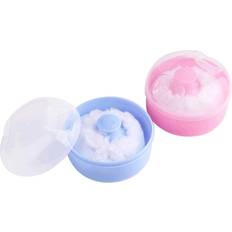 Cosmetic Tools 2pcs-Baby Body Cosmetic Powder Puff Kit Sponge Box Case Container(Blue&Pink)