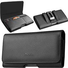 Wallet Cases De-Bin Cell Phone Holster Designed for iPhone 13 Pro, 13, 12 Pro, 12, XR Belt Case- Premium Belt Holster Pouch with Belt Clip Belt Loops Cover Built-in Card Slot Fits Apple iPhone with Case on Black