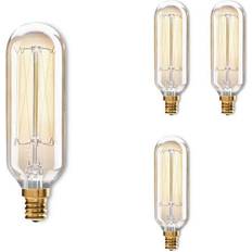 Incandescent Lamps Bulbrite 40-Watt T8 Dimmable Candelabra Base (E12) Incandescent Light Bulb Antique Nostalgic Thread 2200K (4-Pack)