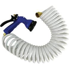 Whitecap Coiled Water Hose with Nozzle