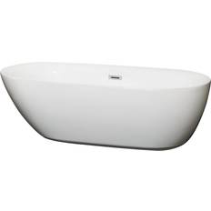Built-In Bathtubs Wyndham Collection Melissa 32.5-in W 70.75-in L White with Chrome Trim Acrylic Oval Center Drain Bathtub