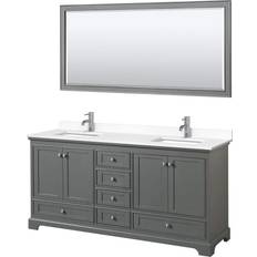 Bathroom Sinks Wyndham Collection Deborah D Double Vanity Gray with Cultured Marble Vanity Top Basins