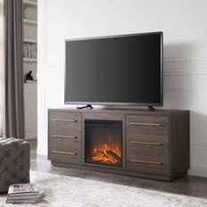70 inch farmhouse tv stand with fireplace Hailey Home Greer Farmhouse/Rustic Alder Brown Tv Stand (Accommodates TVs up to 70-in) TV1511