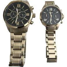 Fossil Men Wrist Watches Fossil BQ2400SET Gold Tone Grant Men Couple Set
