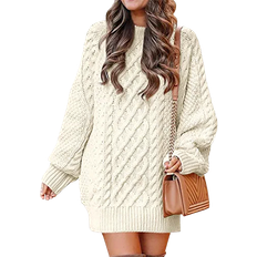 Anrabess Cable Knit Chunky Pullover Short Sweater Dresses