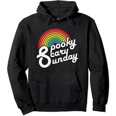 Spooky Scary Sunday Trendy Retro Rainbow Pullover Hoodie