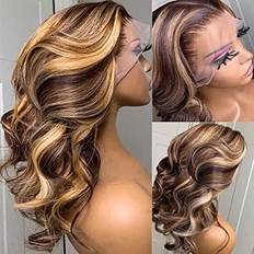 AMIRTY 360 Highlight Ombre Lace Front Wigs 18 inch #4/27 Honey Blonde