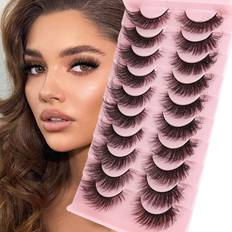 MilyBest Cat Eye Faux Mink Fluffy & Wavy Lashes 20mm 10-pack