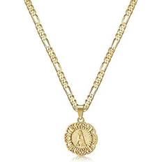 Women Necklaces KissYan Initial Round Letter Pendant Necklace - Gold