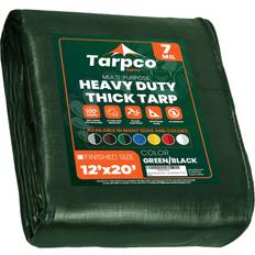 Tents Tarpco Safety Tarpco Safety Heavy Duty 7 Mil Tarp Cover, Rip and Tear Proof, Camping, (Green/Black 12 Feet X 20 Feet) TS-203-12X20