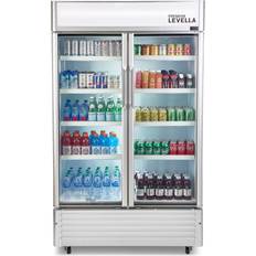 Mini fridge with glass door Premium Levella Double Door Beverage Merchandiser Silver