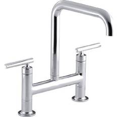 Kitchen Faucets Kohler K-7547-4-CP Purist Deck-Mount Bridge Gray