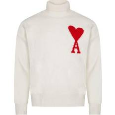 XXXS Sweaters Ami Paris Ami De Coeur Funnel Neck Sweater Unisex - Off White/Red