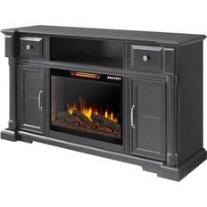 Black Electric Fireplaces Muskoka 60-in W Aged Black TV Stand with Fan-forced Electric Fireplace 259-35-86