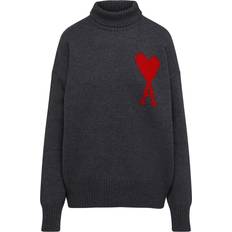 XXXS Sweaters Ami Paris Ami De Coeur Funnel Neck Sweater Unisex - Grey/Red