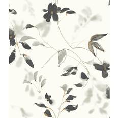 Black floral wallpaper York Wallcoverings Candice Olson Tranquil Black Floral Wallpaper