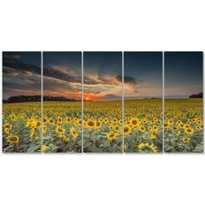 Designart Sunflower Sunset with Cloudy Sky Large Landscape
