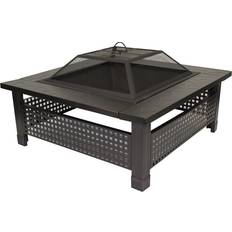 Fire pit furniture American Furniture Classics Leisure Products 30 inch Square Steel Fire Pit with Checkerboard Mesh Walls