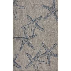 Carpets LR Home Coastal Starfish Blue, Gray
