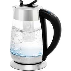 NutriChef PKWTK75 Digital Hot Water Glass Kettle with Tea Filter
