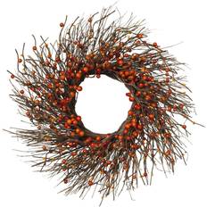 Orange Christmas Decorations GERSON INTERNATIONAL Dried Twig and Fall Berries Wreath Decoration 7"