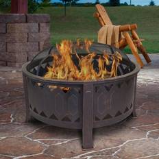 Fire Pits & Fire Baskets American Furniture Classics 29.75 in. W 24 H Round Leisure Metal Wood Burning Fire Pit Oil