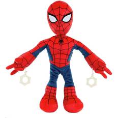 Soft Toys Marvel City Swinging Spider-Man Plush Figure, 11in Soft Super Hero Doll with Web-Swinging Action, Lights & Sounds, Gift for Kids & Collectors