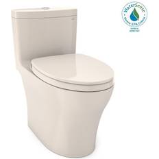 Toto one piece toilet Toto Aquia IV Sedona Beige Dual Flush Elongated Standard Height WaterSense Toilet 12-in Rough-In Size (Ada Compliant) in Brown MS646124CEMFGN-12