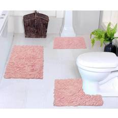 Home Weavers Inc Modesto Collection Pink Cotton 5 Piece Bath Rug Set