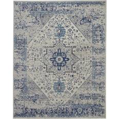 Nourison Tranquil Traditional Persian Medallion Gray, Beige, Blue 96x120"