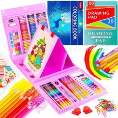 iBayam Art Supplies, 150-Pack Deluxe Wooden Art Set Crafts Drawing Painting  Kit with 1 Coloring Book, 2 Sketch Pads, Creative Gift Box for Adults