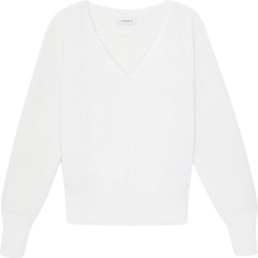 Lafayette 148 New York Cotton Silk Tape Wide V-Neck Dolman Sweater
