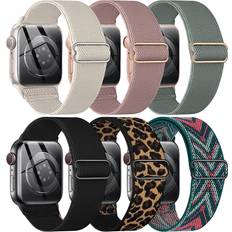 Belongme Nylon Solo Loop Band for Apple Watch 8/7/6/5/4/3/2/1/SE 38/40/41mm 6-Pack