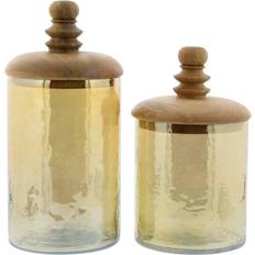 Litton Lane & PikeR Small Cylindrical Glass Set of 2