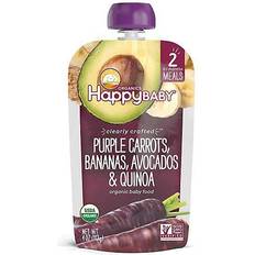 Happy Baby 4 Oz. Stage 2 Organic Food With Purple Carrots, Bananas, Avocados Quinoa