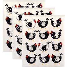 Dishcloths Design Imports Set of 4 Chickens Swedish oths Dishcloth White, Black