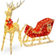 Best Choice Products Lighted 4ft Sleigh Decoration Christmas Lamp
