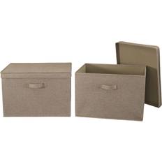 Storage Boxes on sale Household Essentials Wide Fabric Bins with Lids, Latte, Set 2