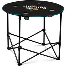 Black round folding table Logo Brands Jacksonville Jaguars Black Folding Tailgate Table Chair