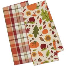 Design Imports Pumpkin Spice Plaid Dishtowel Dishcloth Orange