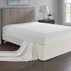 Madison Park Simple Fit Wrap Around Adjustable Bed Skirt Valance Sheet Natural, White