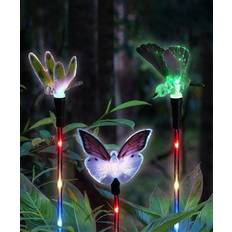 Floor Lamps & Ground Lighting Exhart 3 Changing Fiber Optic Butterfly Hummingbird Ground Lighting 2