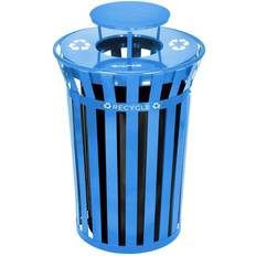 Commercial outdoor trash cans Alpine 38 Gal. Blue Metal Slatted Commercial