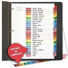 Universal Table of Contents Dividers, Assorted Color 26-Tab, A-Z, Letter, White, 26/Set