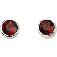 Jan Birth Stone Earrings - Silver/Red