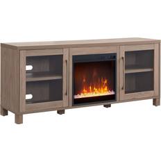 Fireplaces Hailey Home Quincy Farmhouse/Rustic Antiqued Gray Oak Tv Stand (Accommodates TVs up to 70-in) TV1413