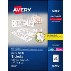 Office Supplies Avery Tickets with Tear-Away Stubs Matte White 1-3/4"x5-1/2" 500pcs